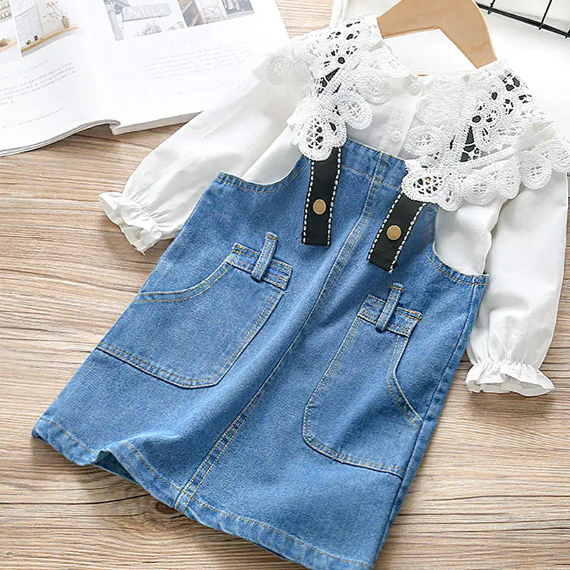 Girls' Long-Sleeved White Lace Cotton T-Shirt - Baby Heaven Shop