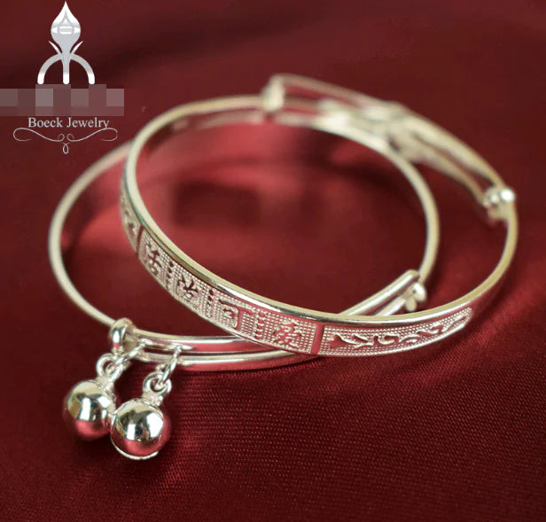 3X - S990 Silver Baby Bracelet with Bells for Kids - Baby Heaven Shop