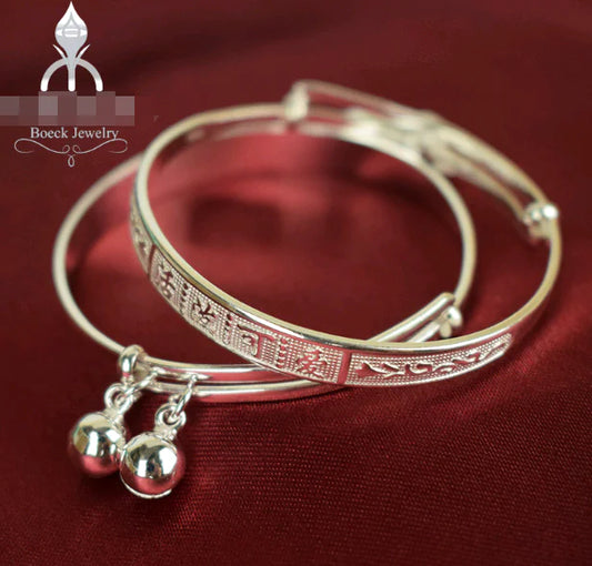 3X - S990 Silver Baby Bracelet with Bells for Kids - Baby Heaven Shop